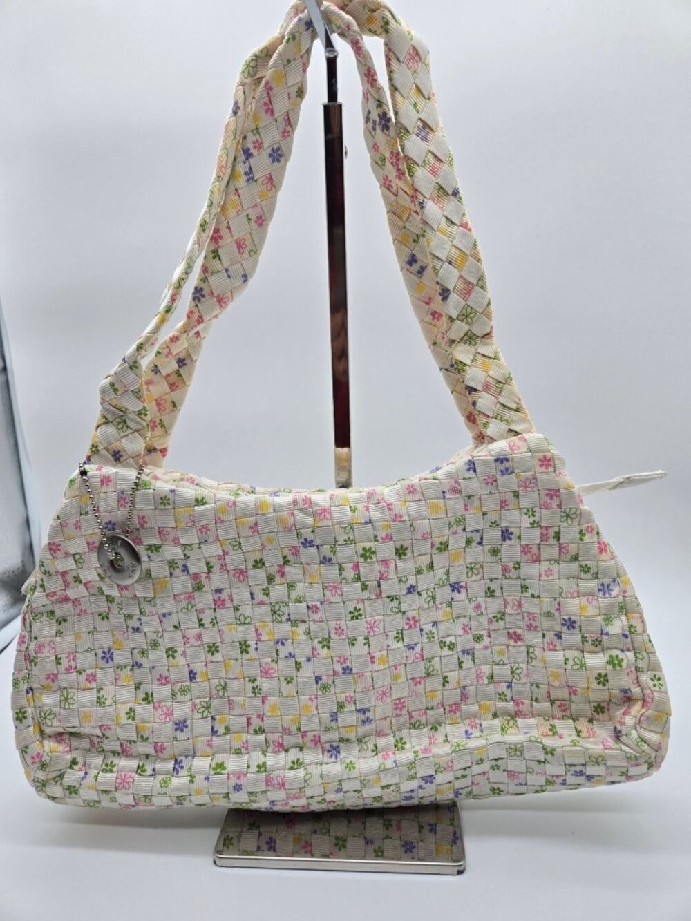 The Sak Lola Cream Pastel Floral Woven Double Handle Shoulder Bag Boho Purse